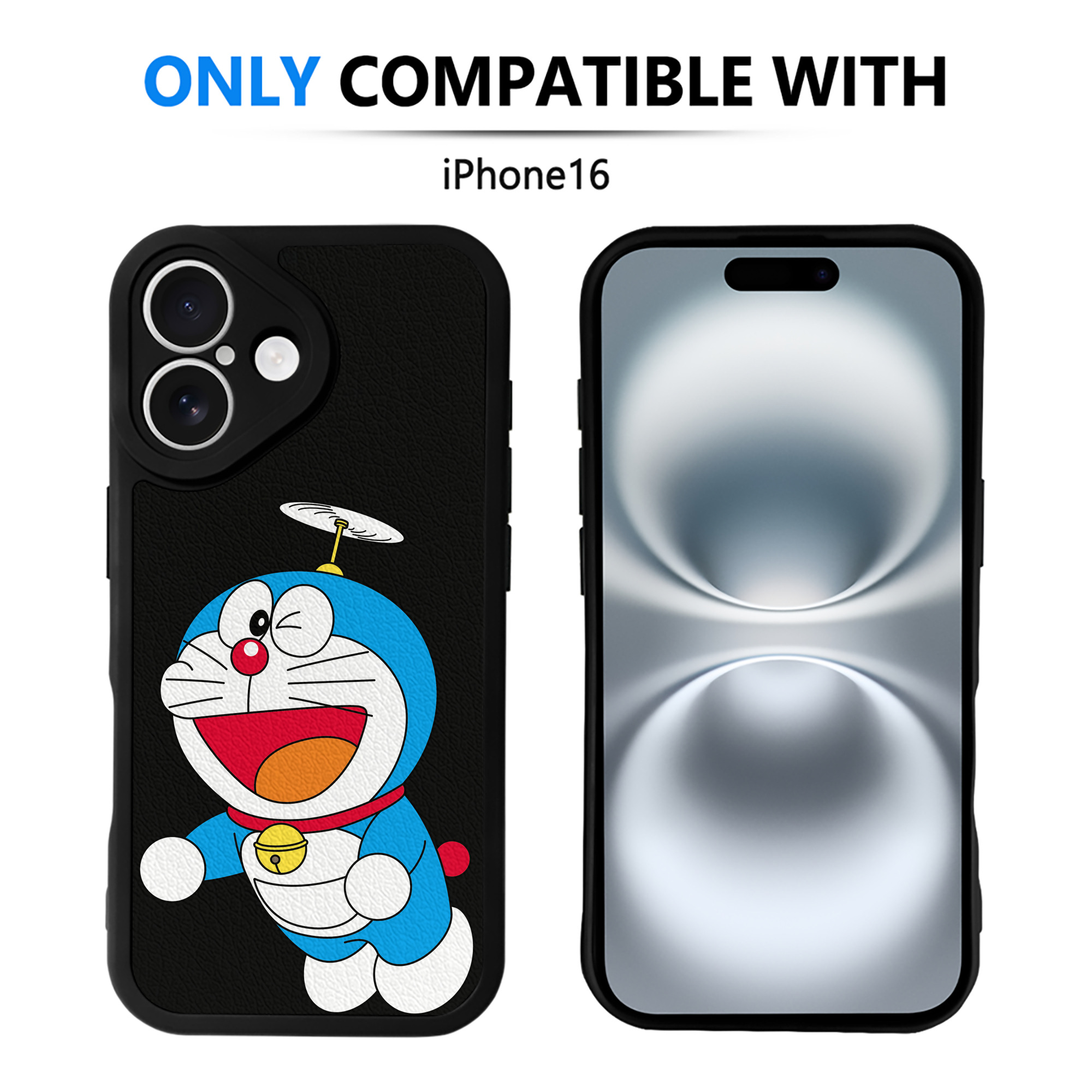 （画像用） ドラえもん Doraemon 【iPhone 16シリーズ対応】シリコンスマホケース（レザー調） 材質：シリコン